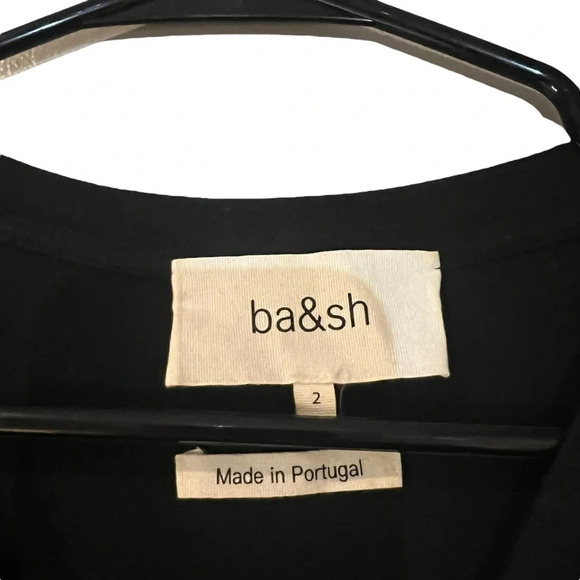 ba&sh Women's Black Round Neck 3/4 Sleeve Casual Blouse Size 2 - Picture 2 of 3